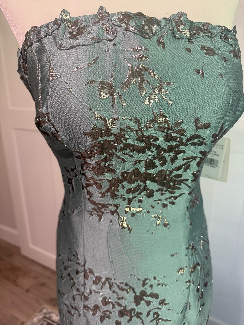 Rene Ruiz Sage Green Embroidered Evening Gown - Picture 2 of 11
